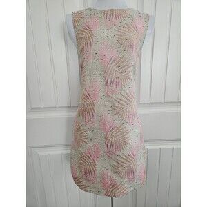 Frnch Paris Shift Dress Size S Orange Pink Purple Tweed Cotton Lined Cutout Back